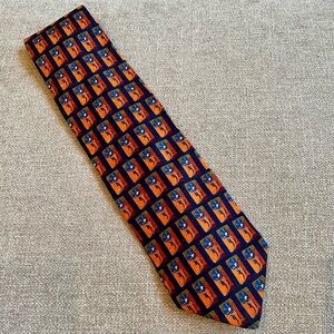 Ermenegildo Zenga Italian Silk Floral Print Vintage Men’s Tie Orange Blue Green